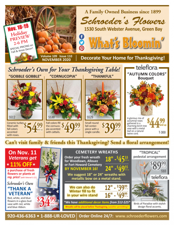 What's Bloomin' in November at Schroeder's Flowers? Green Bay News